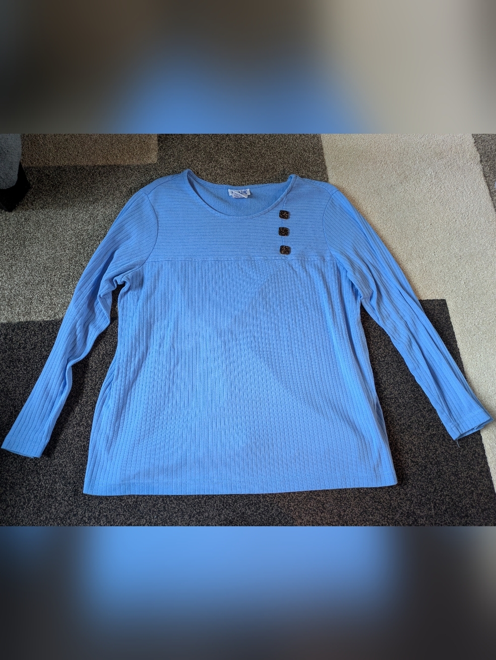 Blue Button Accent Top
